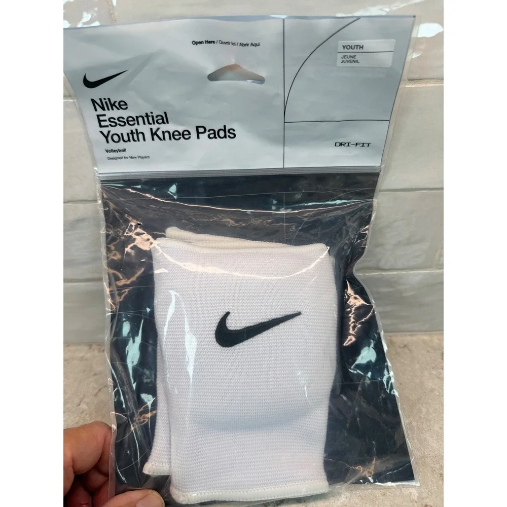Nike Essential Youth Volleyball Knee Pads White Dri-FIT NEW